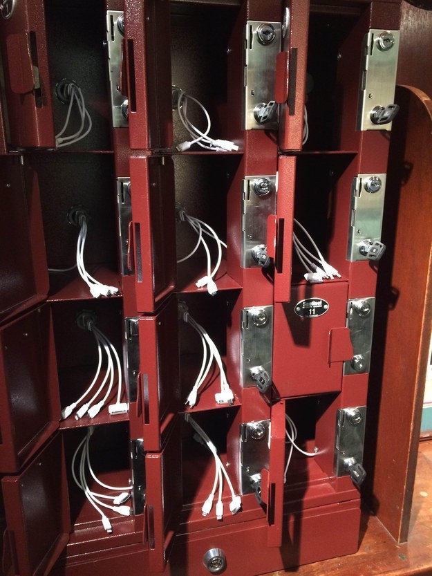 This bar that lets you rent a locker to store your phone while it charges.