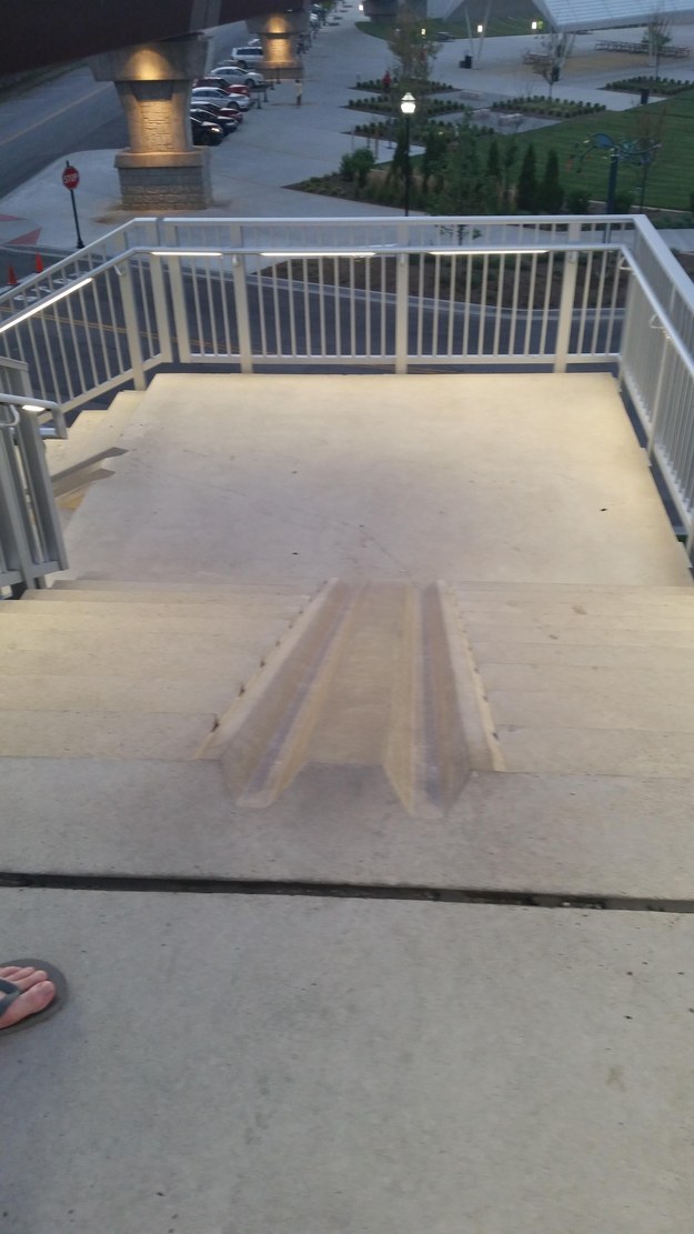 These stairs that have a slot to make it easier to bring your bike down.
