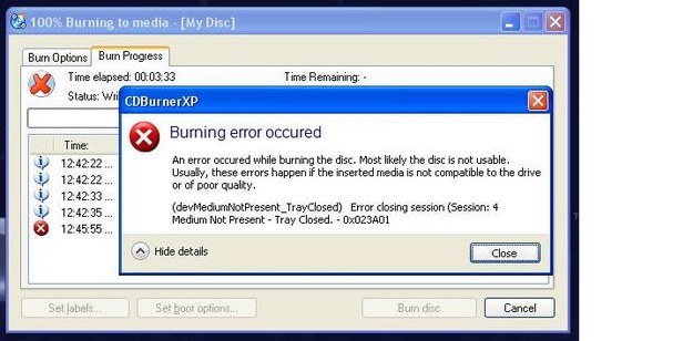 When you got 99% into burning your CD only to have an error occur: