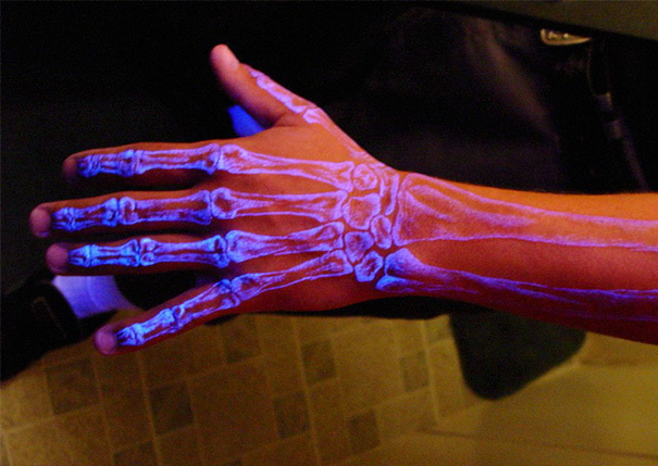 X-ray vision of the bones underneath the skin. 
