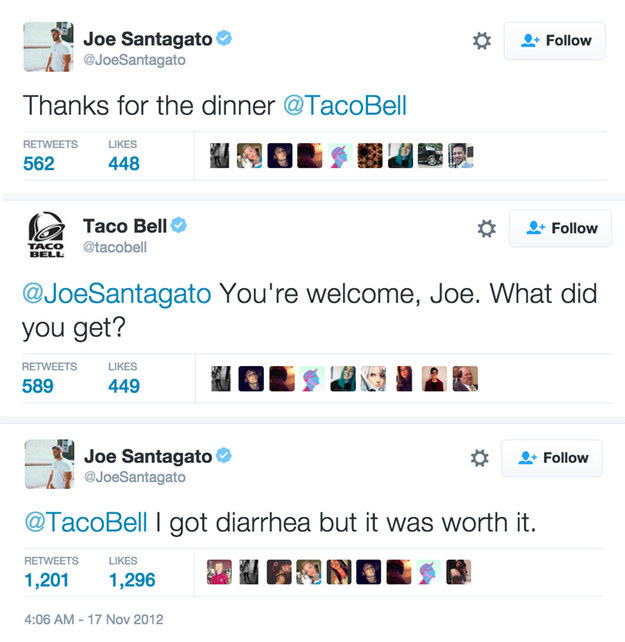 And finally, when Joe thanked Taco Bell.
