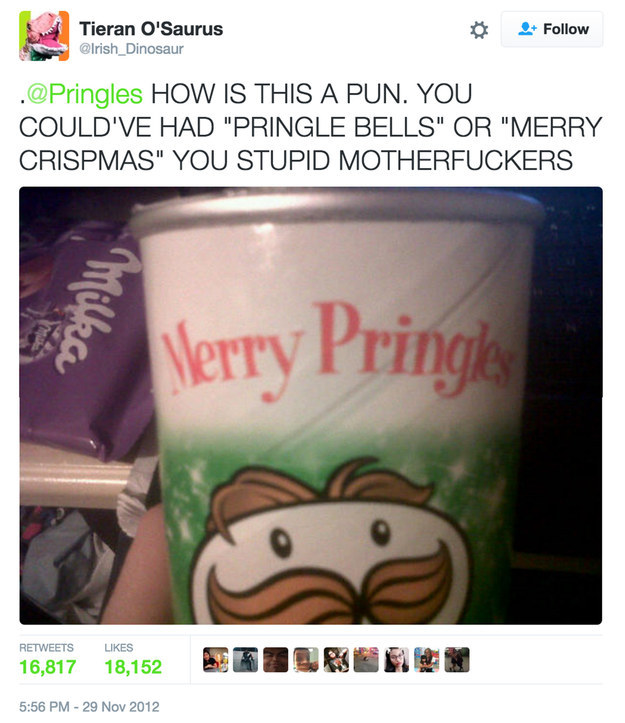 When a Twitter user had better pun ideas for Pringles.