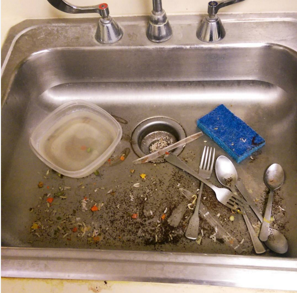 Forgetting to disinfect the bottom of your kitchen sink — and eating stuff that's dropped down there.