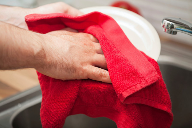 Using the same old hand towel to dry dishes and your hands.