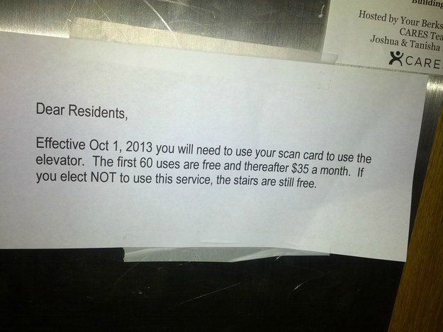 This landlord who started charging their tenants to USE THE ELEVATOR.