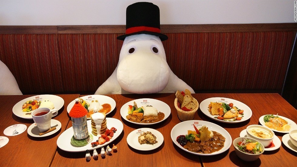 Moomin Cafe originally opened in Tokyo, but is now a popular tourist stop in Hong Kong, too. The adorable cafe features Tove Jansson's oversized stuffed characters that you can sit with while trying a fun variety of food and drinks based off of the stories.