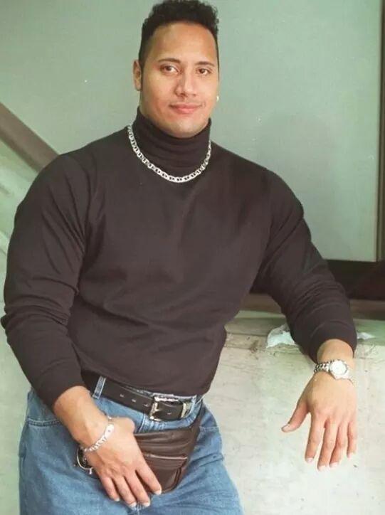 The Rock rocking the bum bag in his throwback picture