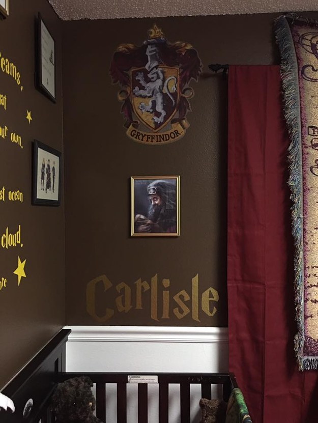 And if you thought your heart couldn't take any more, THERE IS A FRAMED PICTURE OF HAGRID AND BABY HARRY OVER LITTLE CARLISLE'S CRIB.