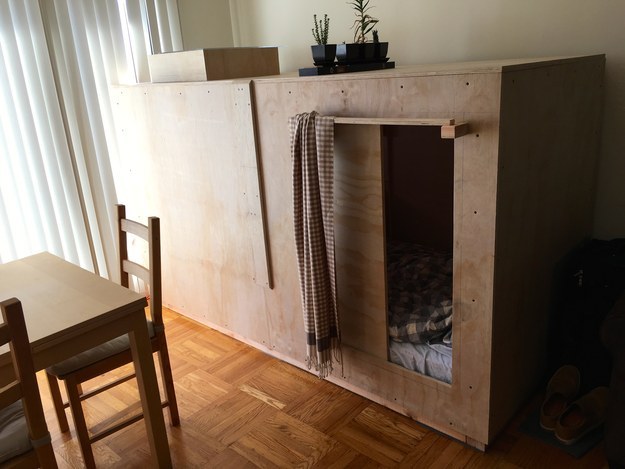 For the last three weeks, Berkowitz has been living out of this 8-foot box in his Sunset District apartment. He pays $400 a month in rent.