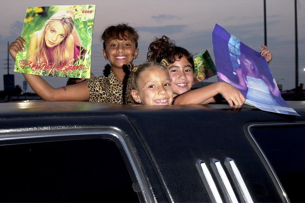 Kids then: On their way to a Britney concert in a limo.