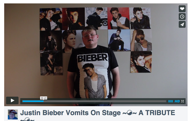 Kids today: He made a tribute about Justin Bieber's vomit.