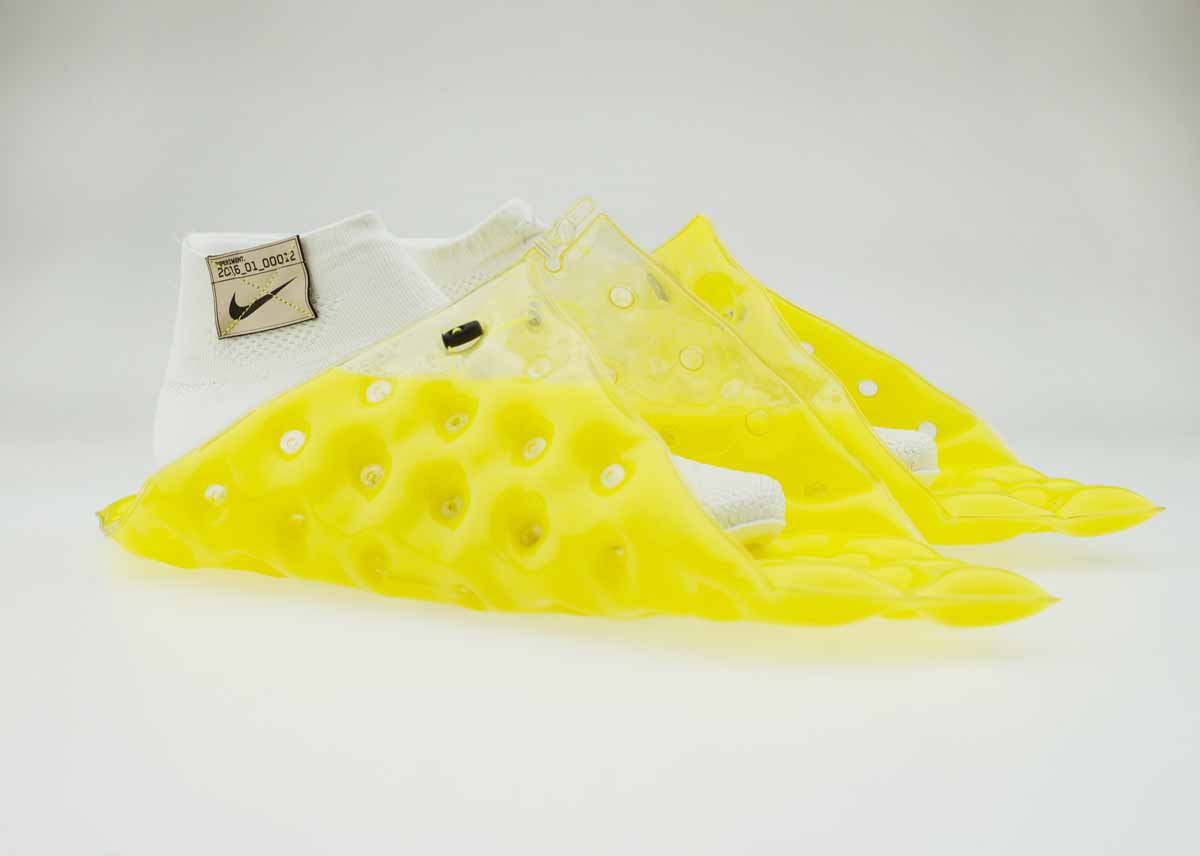 Nothing like a bag of brightly colored fluid attached to your shoe to create a naturally adaptive underfoot cushion, am I right?