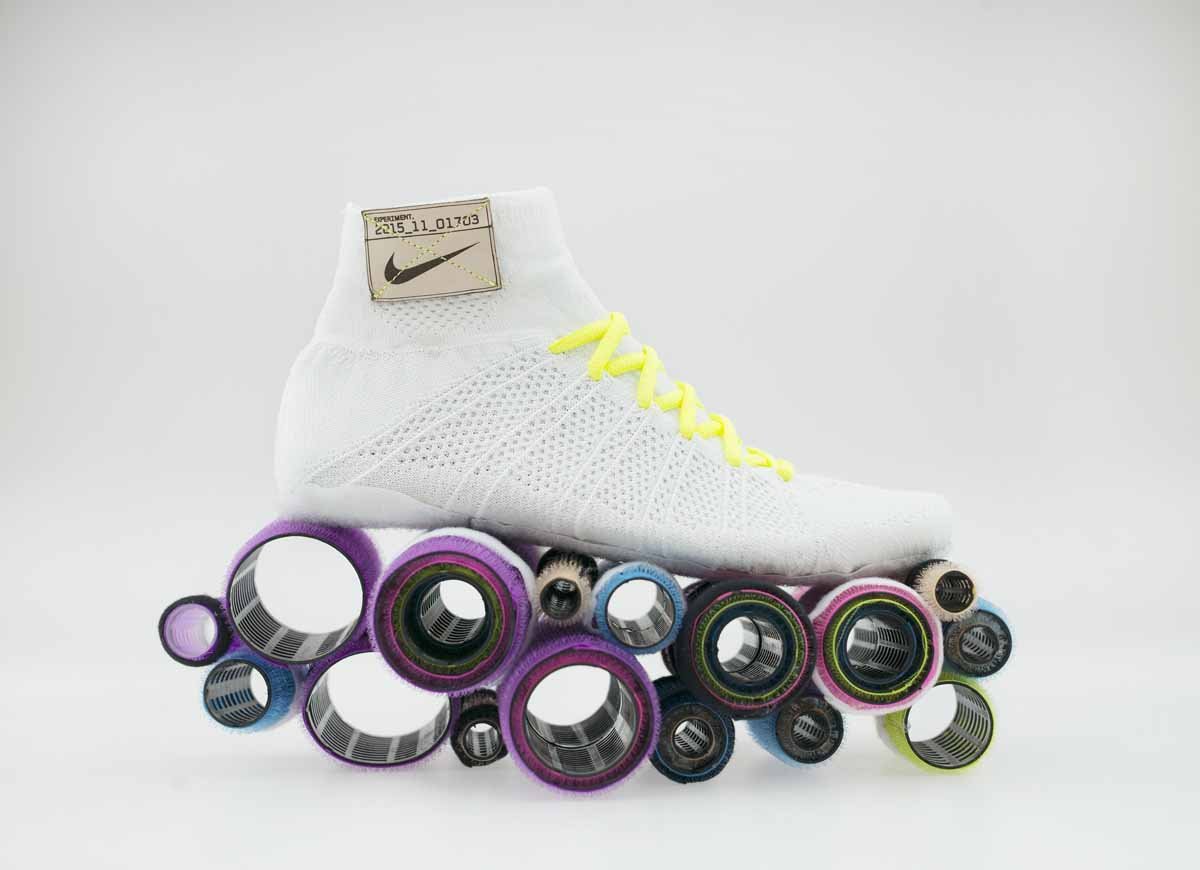 Made from Velcro hair rollers, this design is supposed to show an outsole that can be adjusted to fit your needs.