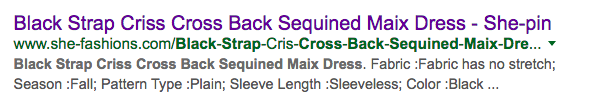 The dress is also sold on a site called She-fashions with the same misspelling — M-A-I-X — in the title.