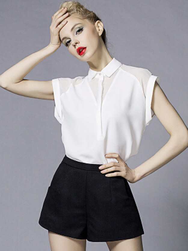 White Spliced Geometric Batwing Sleeve Shirt, $12.99 from Choies