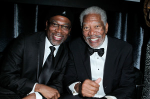 BEVERLY HILLS, CA - JANUARY 15: Actors Alfonso Freeman and father Morgan Freeman attend The Weinstein Company's 2012 Golden Globe Awards After Party with Chopard, Marie Claire and HP at The Beverly Hilton hotel on January 15, 2012 in Beverly Hills, California. (Photo by Jeff Vespa/Getty Images for TWC)