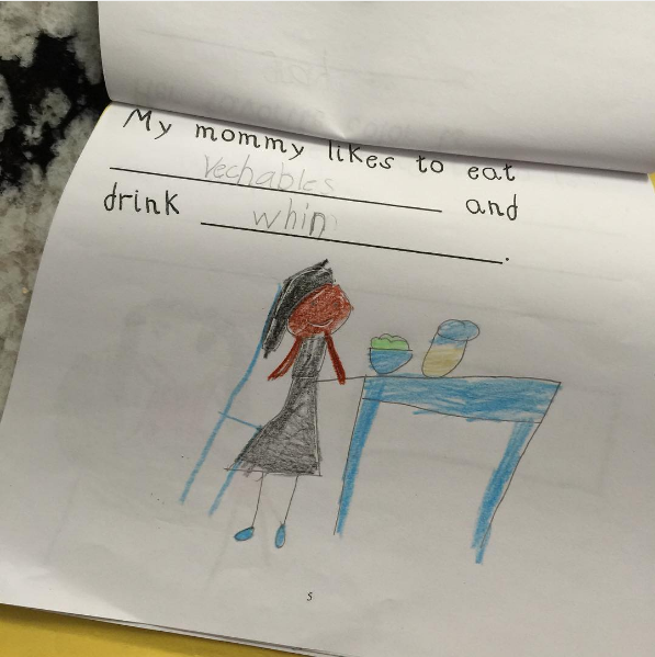Also, the mom whose first-grader called her out on her wine consumption: