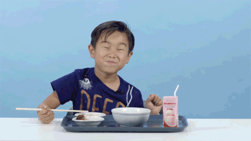 cute food eating hungry asian