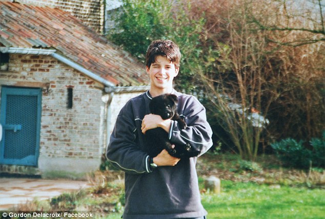  Furever friend: Gordon Delacroix from Brussels, Belgium recreated the the same photograph from the time Birdy the dog was a puppy, up until the present day. Gordon is pictured at the age of 15 with Birdy just a pup