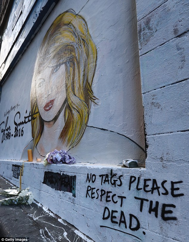 Honest: Alongside the artwork, the artist also scripted: 'No tags please, respect the dead' 