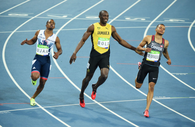 It's actually really unfair just how hard the other runners tried, as Bolt strolled across the finish line with a smile.