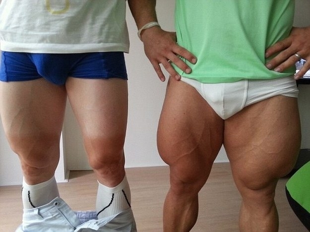 This picture of German cyclist Robert Forstemann and New Zealand cyclist Greg Henderson having a quad off: