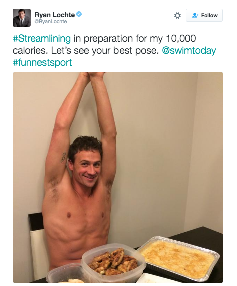 This picture of Ryan Lochte eating a meal: