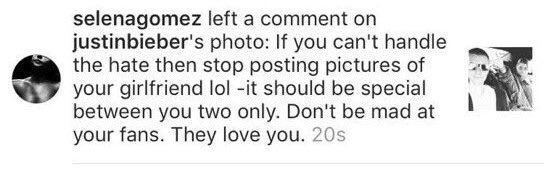 WELL. Selena had something to say about that.