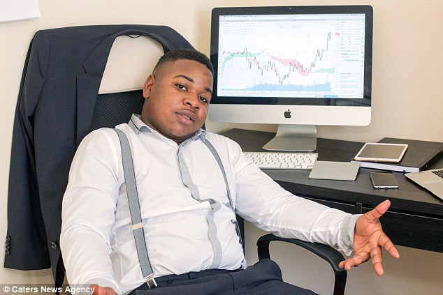 The teenager, pictured in his office, started trading from his home in Southampton aged 17. At the time he was also studying for his A-Levels and working part-time at McDonald's