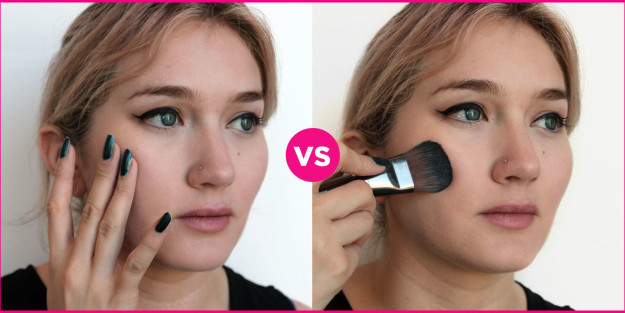 Apply foundation with your fingers instead of a brush or a sponge because you'll use less foundation.