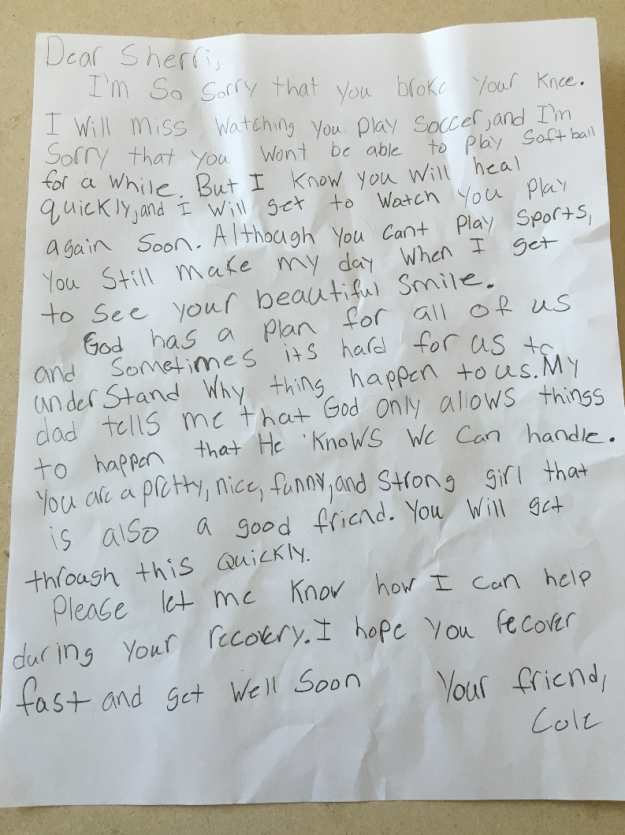 Lanclos said that when she read the note, she "actually got teary-eyed because [she] didn’t know that he could write a letter like that at this age."