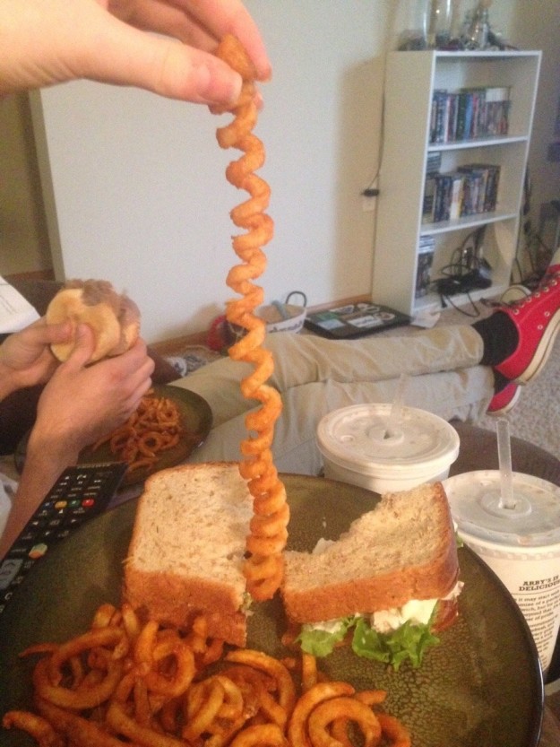 This one reallllly long curly fry.