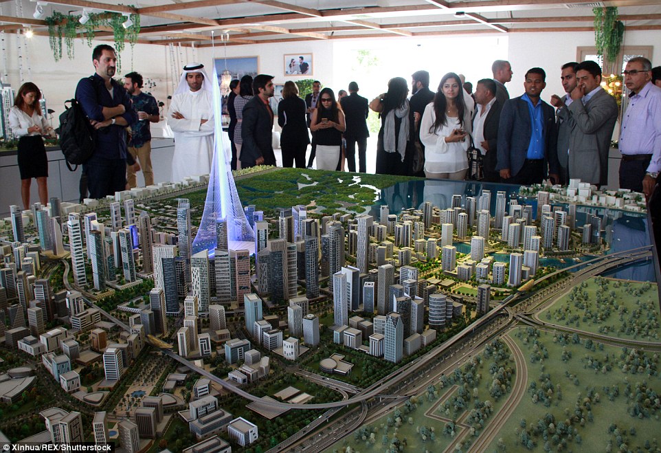 The model of The Tower is seen during the press conference of Emaar Properties in Dubai on April 11, when the project was originally unveiled