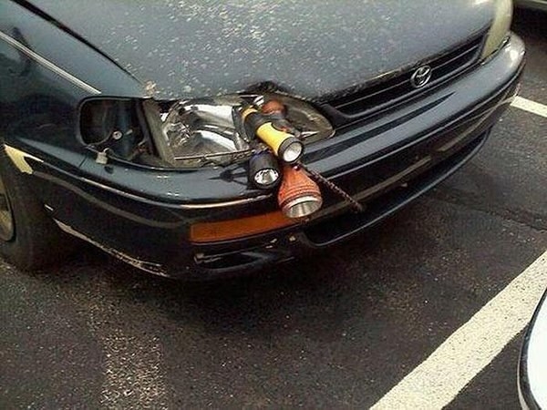 This super legit headlight fix.