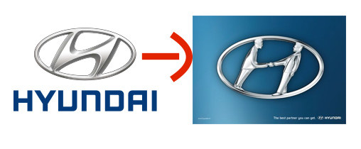 The logo is also a stylized picture of a handshake between the Hyundai firm and a car buyer.