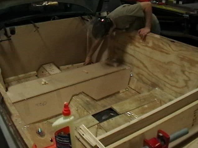 To ensure everything would fit into place, the guys  built a plywood frame as a model of the final product.