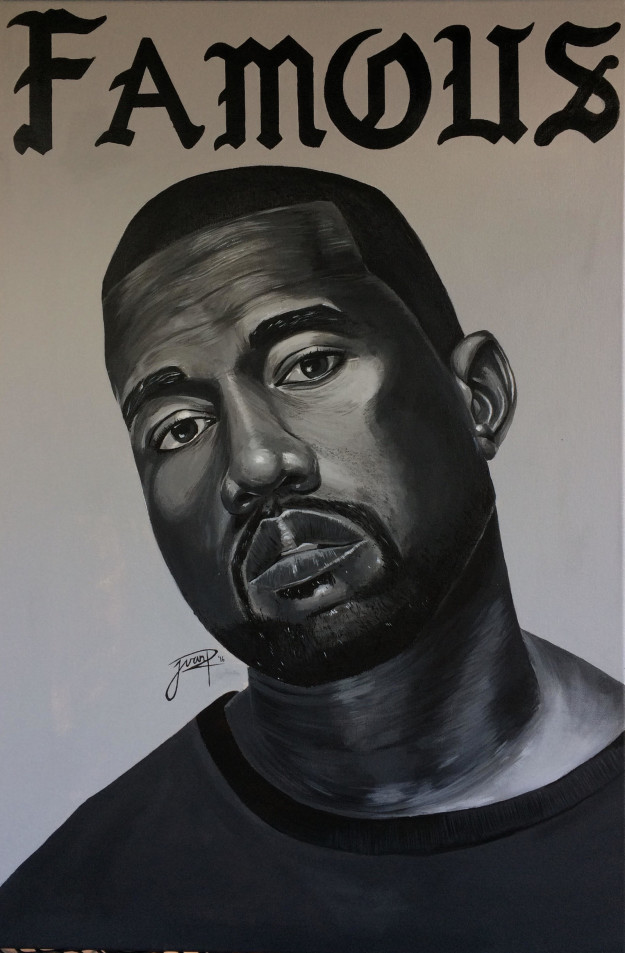 Now, three years later, Rosiles said he draws 5 to 10 hours every day. "When I have free time, I'm making art," he said. Here are some of his latest works of Kanye West, Erykah Badu, and Kodak Black.