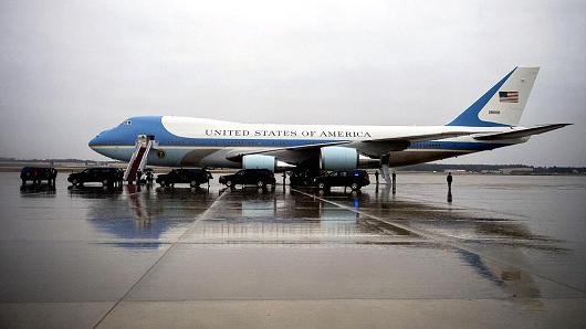Air Force One sits on the tarmac at Joint Base Andrews outside Washington, D.C., U.S., on Tuesday, Dec. 6, 2016.