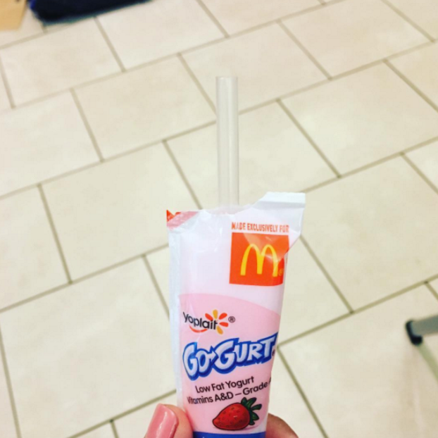 This mom who uses a straw for mess-free Go-Gurt.