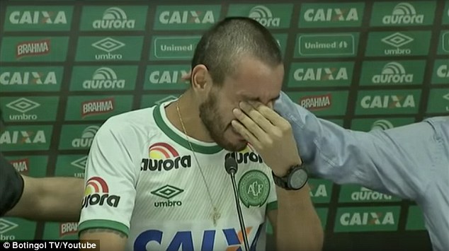 Alan Ruschel believes a late seat swap may have saved his life during last month's tragedy. He broke down in tears on Saturday during his first press conference since the tragedy on November 28