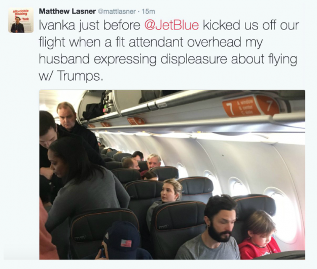Passengers were kicked off a JetBlue flight Thursday morning after reportedly confronting Ivanka Trump.