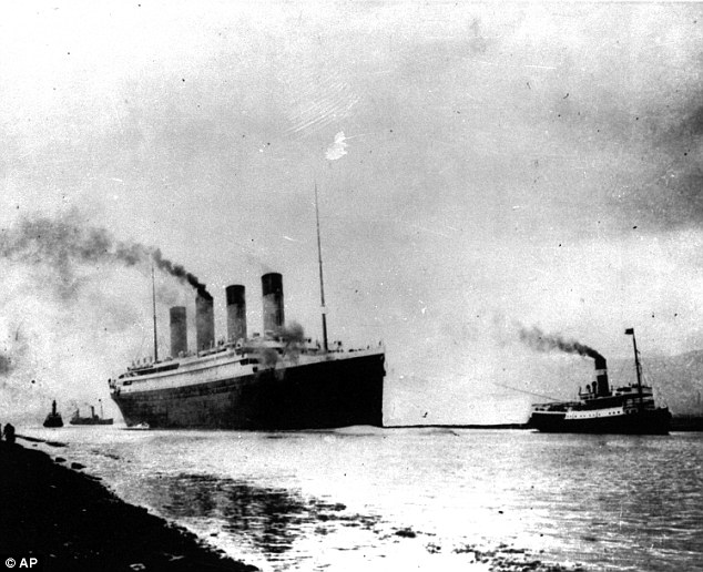 The Titanic departs Southampton, England on its maiden Atlantic voyage