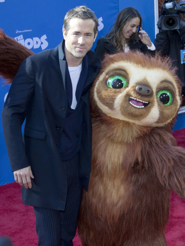 Ryan Reynolds with a sloth: