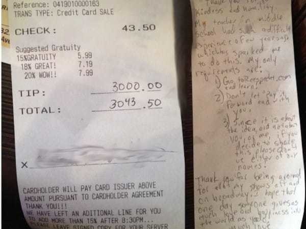A waitress in New York had been serving a client for over a year.
