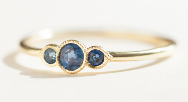 A three-prong sapphire ring for a subtle pop of the blues.