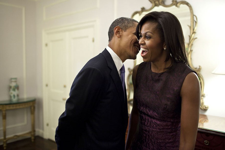 Barack Whispers Something To Michelle During A Break Between Events At The 2011 UN General Assembly