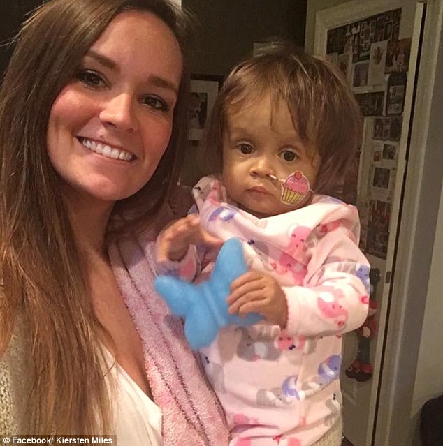 Bravery: Kiersten Miles, 22, from New Jersey decided to donate part of her liver to her 16-month-old charge Talia after she was diagnosed with a rare liver disease
