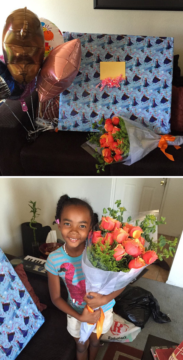 A single dad who got to be the first man to ever give his baby girl 2 dozen roses.