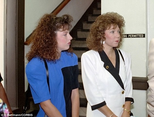 Target: Holloway had wanted to murder Verna Heath, pictured her right arriving in court in August 1991, with her cheerleader daughter Amber