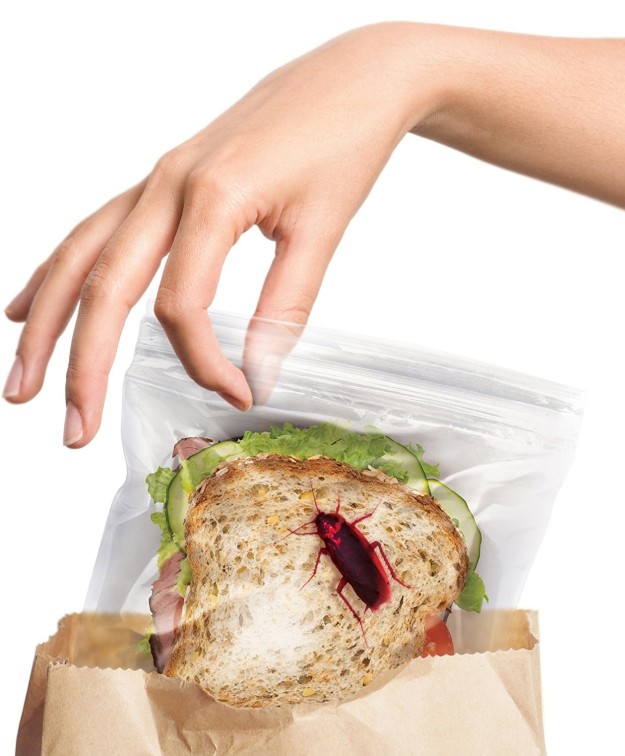 These cockroach printed sandwich bags to keep people from eating your stuff and probably talking to you for the rest of the day.